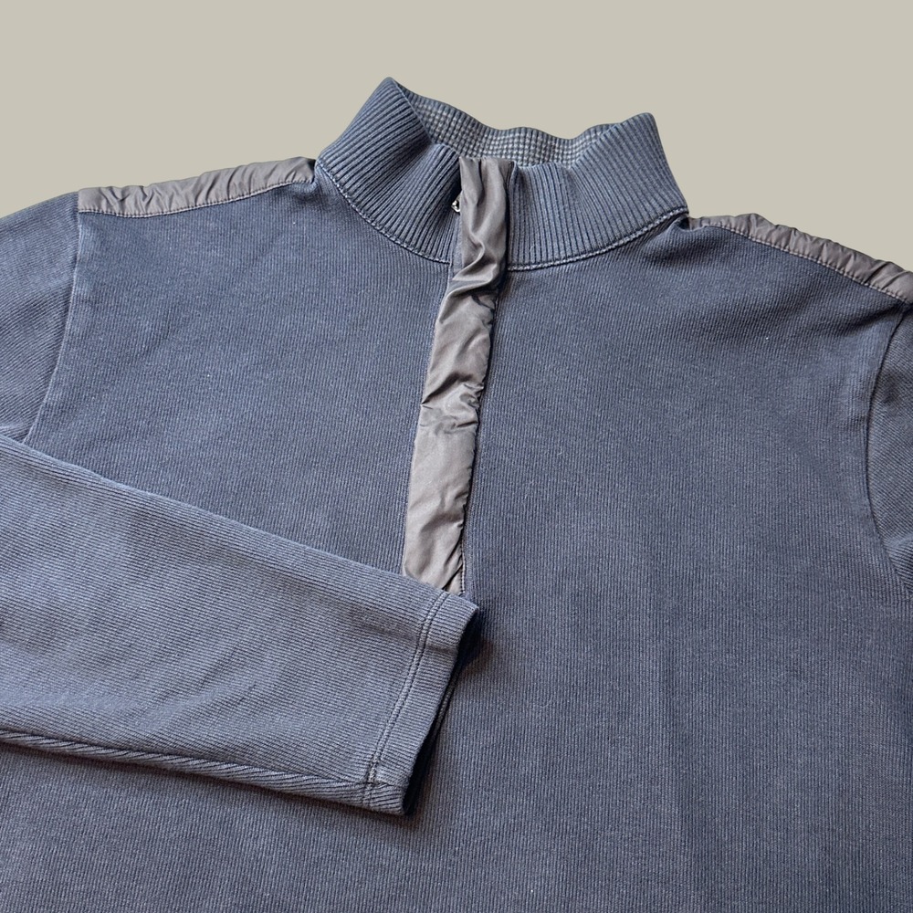 Hugo Boss Pullover Mens M Persano Dark Navy Blue Ribbed Quarter Zip Regular Fit